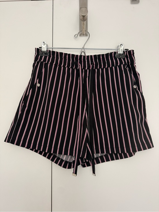 Dynamite Pants - Black Shorts with Red and White Pinstripes